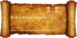 Kubinszky Kevin névjegykártya
